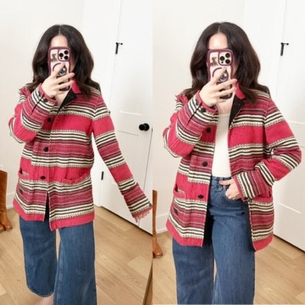 Ralph Lauren Black Label Red Southwestern Patterned Chore Jacket Coat Small